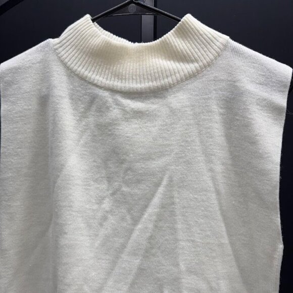 CW Classics Cream Cropped Mock Neck Sleeveless Sweater - Picture 2 of 4